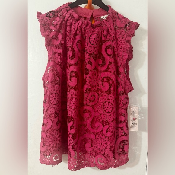 Nanette Lepore Pink Lace Crochet Top - Picture 3 of 5